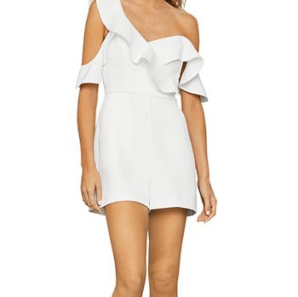 BCBG Max Azria ruffle trim romper